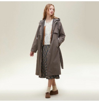 써스데이아일랜드 후드 배색 야상형 트렌치 T226MCT131W_이미지