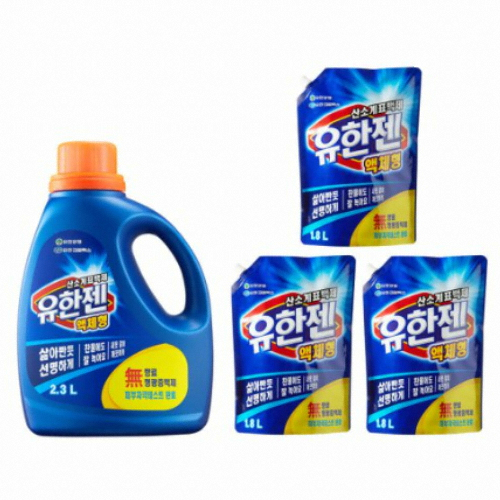 유한젠 산소계표백제 액체형 2.3L + 리필 1.8L (본품1개+리필3개)_이미지