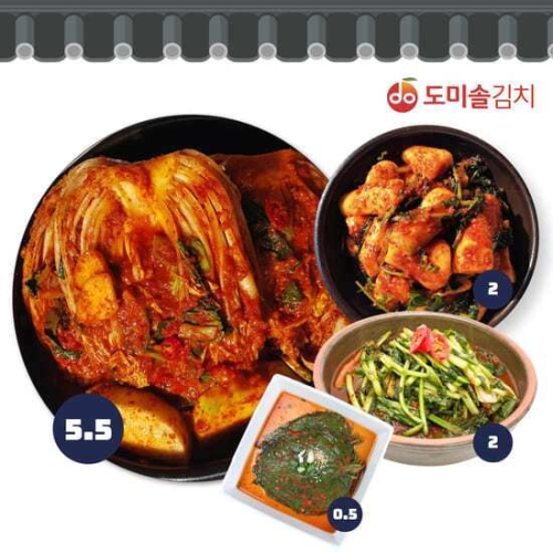도미솔식품 포기5.5kg+열무김치2kg+총각김치2kg+깻잎김치0.5kg 10kg (1개)_이미지