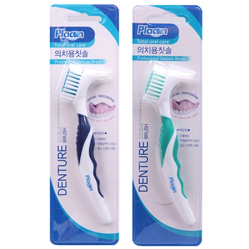 옥산프리덴 플라콘 틀니전용칫솔 틀니칫솔 2개 1개