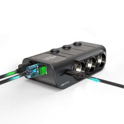 이지넷유비쿼터스 NEXTU 시에반 차량용 시거잭 3구 멀티소켓 PD 고속충전기 1414CHG (2개)_이미지