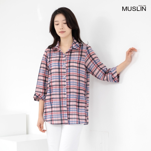 엄마옷 카라 컬러체크 자켓겸 남방 NB613489 중년여성/50대/60대/70대/빅사이즈/할머니옷