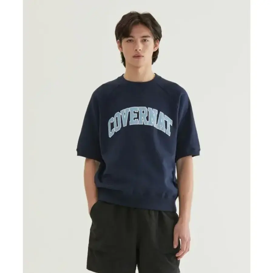 커버낫 아치 로고 스웻 하프 티셔츠 네이비 CO2602ST16NA