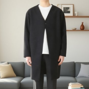 스타일 굿 로든 오버핏 울 싱글버튼 롱 자켓 가디건 ZZBJK025_이미지