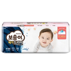 깨끗한나라 보솜이 메가드라이 팬티형 특대형-여아용 (26매)
