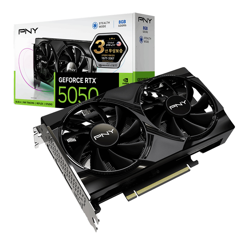 PNY 지포스 RTX 5050 D6 8GB Dual Fan 제이씨현이미지입니다. 누르면 해당 게시물로 새창이동합니다.