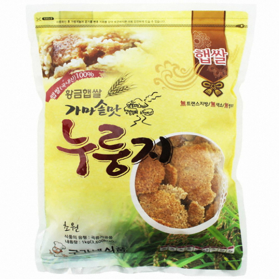 구가네 황금햅쌀 가마솥맛 누룽지 1kg (1개)