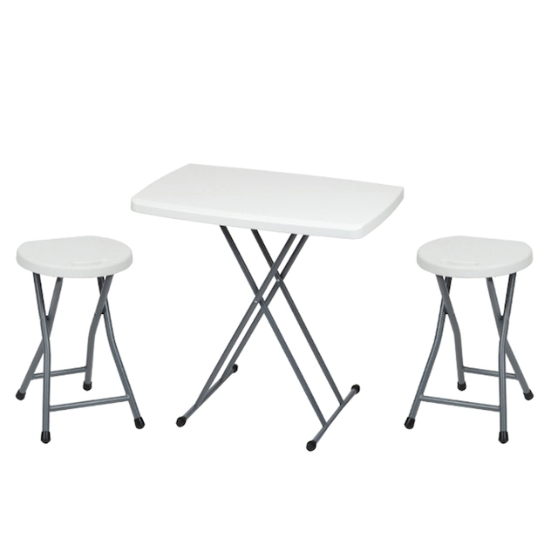 도리퍼니처  뉴 브로몰딩 교차 야외 테이블 760 (접이식의자2개)