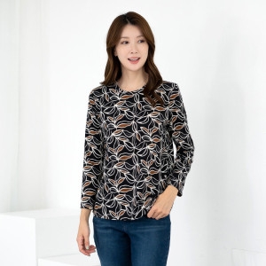 모슬린 엄마옷 라운드 풀잎 베이직 긴팔티셔츠 TS510024 중년여성/50대/60대/70대/빅사이즈/할머니옷_이미지