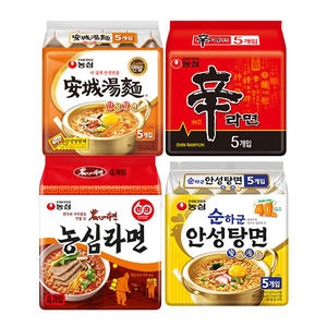 농심 안성탕면 5개 + 농심라면 4개 + 순하군 안성탕면 5개 + 신라면 5개