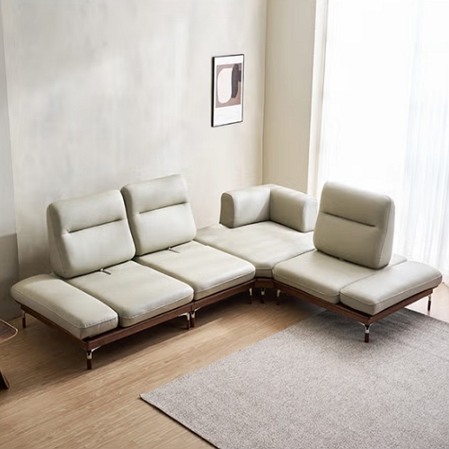 디에르 위노 코너 B형 원목 스윙 천연통가죽 소파 4인용