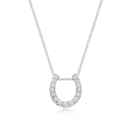 티르리르 말발굽 큐빅 화이트 실버 목걸이 STNSSVW00534M_이미지