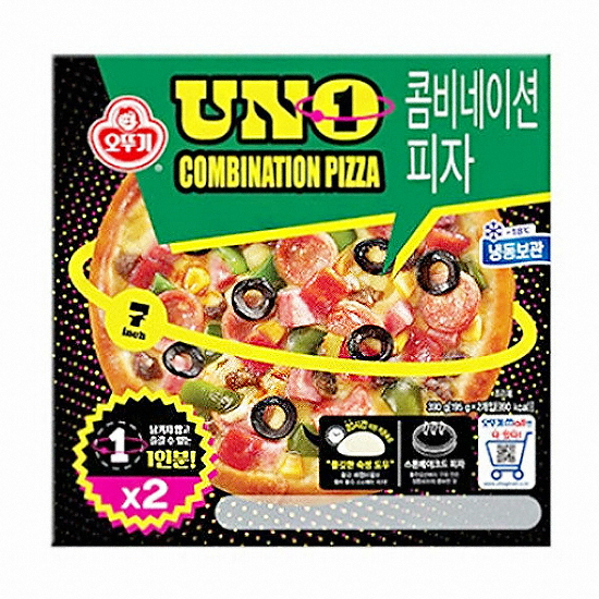 오뚜기 우노 콤비네이션 피자 2개입 390g이미지입니다. 누르면 해당 게시물로 새창이동합니다.