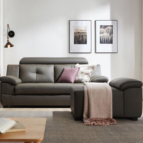 동서가구 제이홈스 라텍스탑 천연가죽 소파 3인용 (카우치스툴포함)_이미지