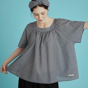 치키타 롬 블라우스 4부 체크 블랙 232304CBK