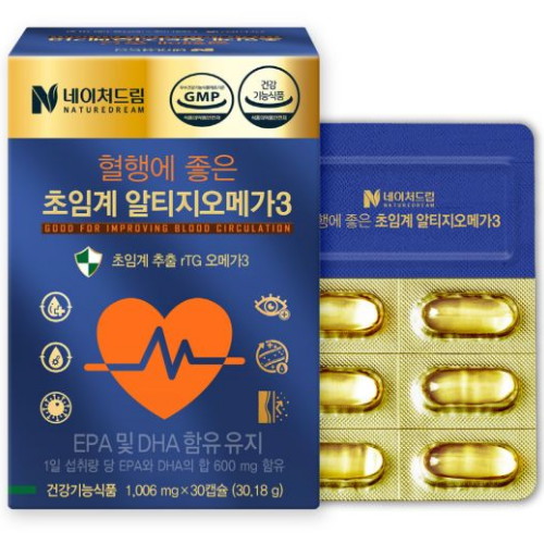 조아제약 네이처드림 혈행에 좋은 초임계 알티지 오메가3 30캡슐 (6개)_이미지