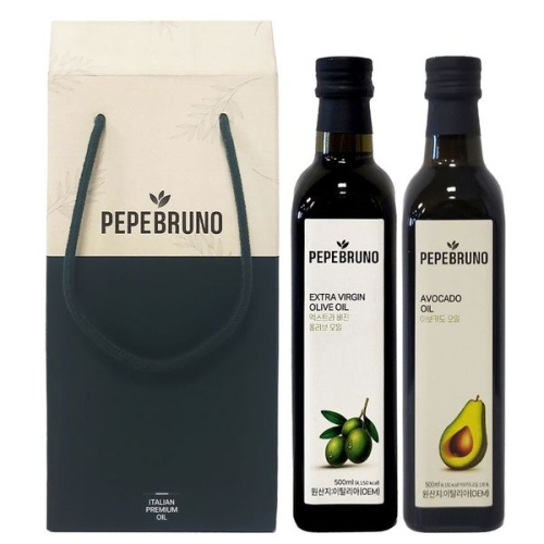 페페브루노 엑스트라버진 올리브오일 500ml + 아보카도 오일 500ml 선물세트 (1개)_이미지