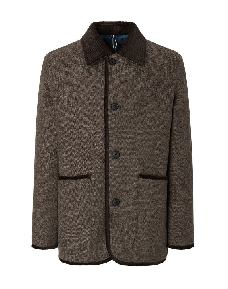 LF 헤지스 남성 브라운 헤링본 퀼팅 하프코트 HZCO5D464W2_이미지