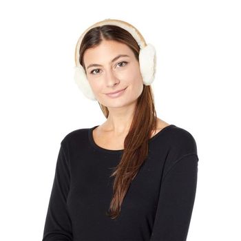 UGG 우먼 워터 레지스턴트 쉽 스킨 Earmuffs 엠브로이더드 로고 체스트넛 908871
