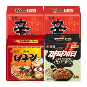 신라면10개 + 얼큰한너구리5개+ 짜파게티 더블랙4개