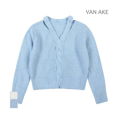 반에이크 홀터넥 꽈배기 니트 VB32KTQ308Z_이미지