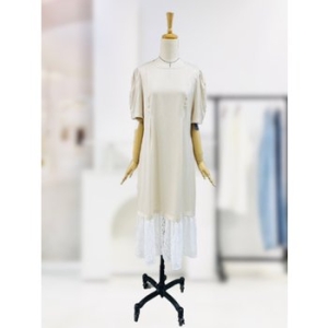 사틴 로맨틱 레이스 반팔 롱 원피스 SE6OP18FR1