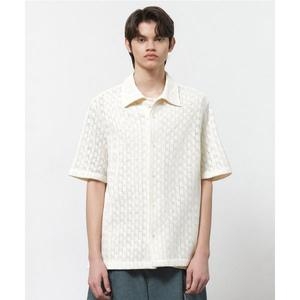 일꼬르소 제퍼 와플 크로셰 반팔 셔츠 크림 IESH5E410CR 6504797_이미지