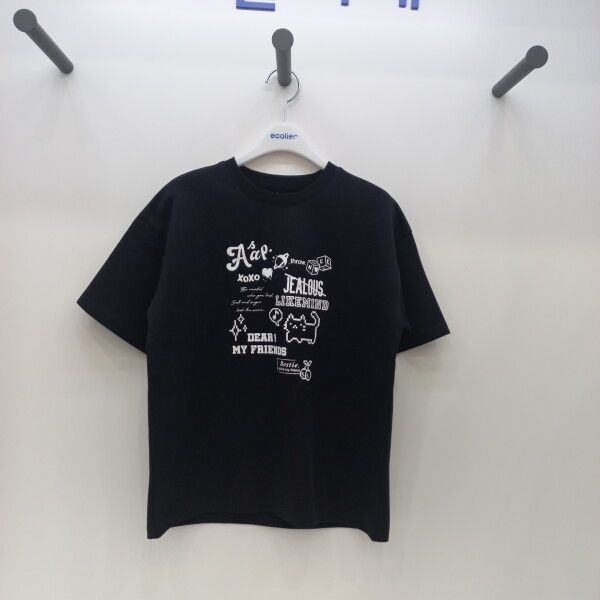 에꼴리에 패플 5부 이모지 믹스 쿨 양면티 26B0481 BK _CJ