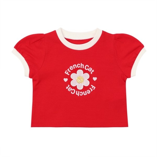 프렌치캣 레드꽃티셔츠 Q52DAT100R1