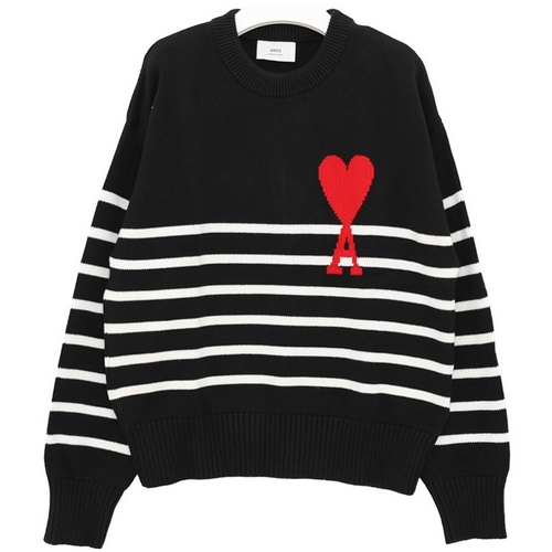 AMI 빅하트 울 니트 E22UKS004 016 (958, 블랙)_이미지