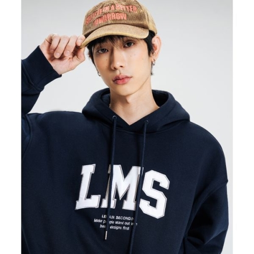 입생로랑 생로랑 리메인세컨드 오버핏 시그니처 LMS 패치 후디 네이비 MHD03 165566