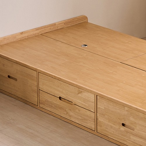 핀란디아 우든 원목 무헤드 빅수납 침대 SS (매트별도)_이미지