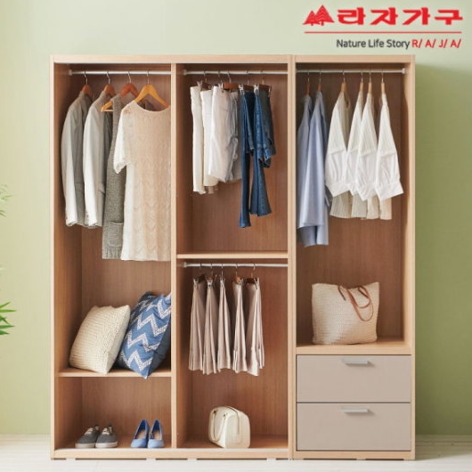 라자가구 비바 빅 슬라이딩 옷장+서랍 행거장 1800_이미지