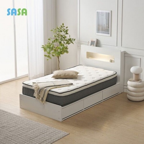 사사가구 숙면왕 서랍수납형 LED침대 SS (25cm독립)