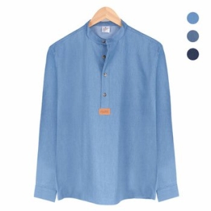 핸리넥 데님 미디엄블루 셔츠_NWM004