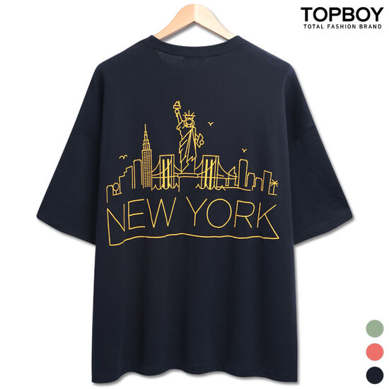 탑보이 NY 발포나염 <b>오버</b><b>핏</b> <b>반팔</b>티 DVN024