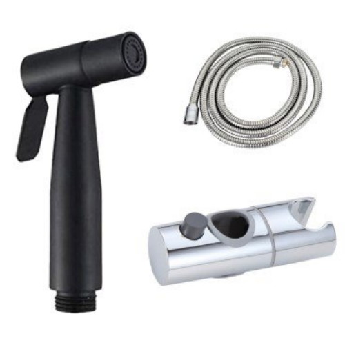 스텐 청소건 블랙 + 황동 샤워호스 1.5m + 버튼식거치대 24mm