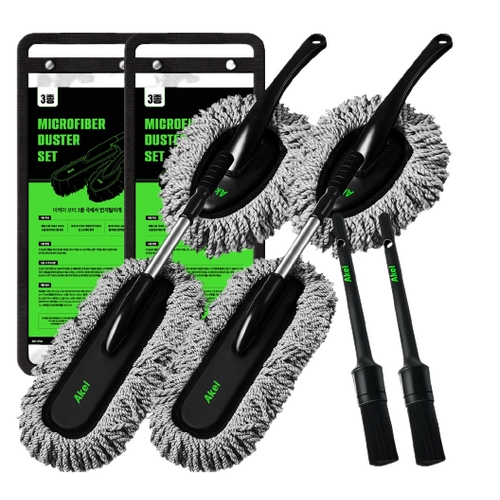 3종 극세사 차량용 먼지털이개 대형브러쉬+소형브러쉬+틈새브러쉬