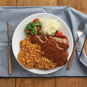 노랑 갓튀겨나온 곱빼기 돈까스 (돈까스 5개 + 치즈돈까스 5개 + 소스 10개)