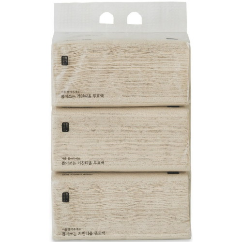 생활공작소 뽑아쓰는 키친타월 무표백 100매 (3입) (6팩(18입))_이미지