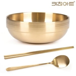 키친아트 티타늄 이중면기 20cm+수저세트 냉면 라면그릇 덮밥 국수 비빔밥 육개장그릇