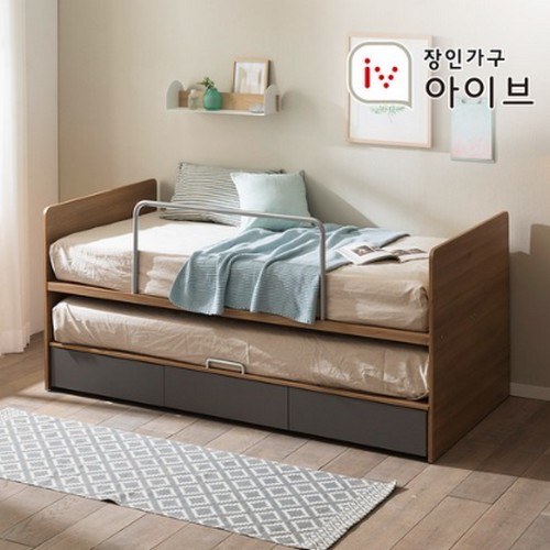 장인가구 피터 슬라이딩 수납 2단침대 (매트별도)_이미지