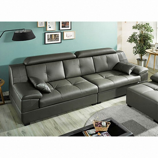 동서가구 제이홈스 라텍스탑 구스다운 천연가죽 소파 4인용 (스툴별도)_이미지