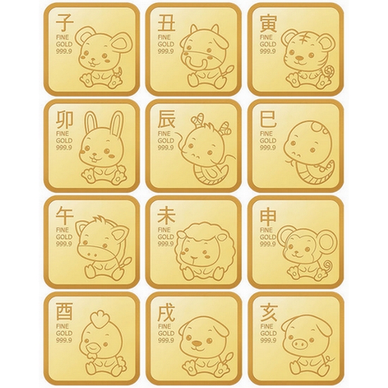 십이지신 스퀘어 골드바 3.75g