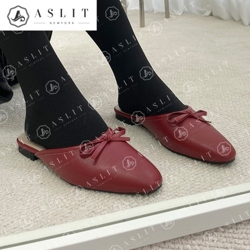 애슬릿 여성 둥근 스틸레토 뮬 리본 플랫 블로퍼 1cm 8164888