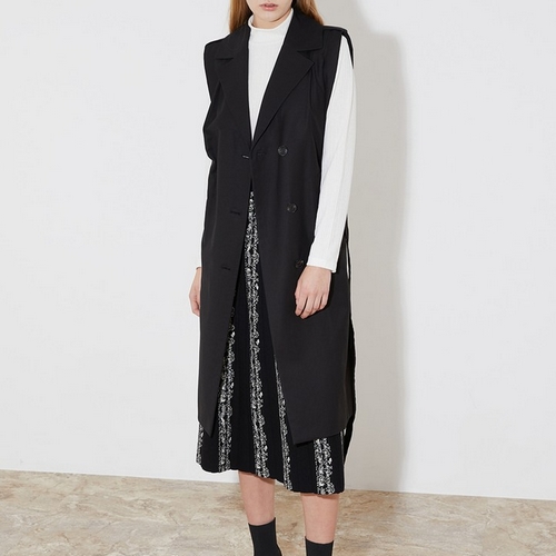 벨티드 롱 베스트 단색 조끼 VOCQC3S2311