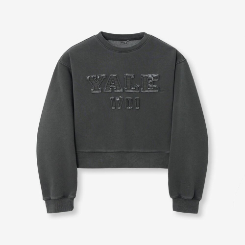 피그먼트 예일 여성용 아플리케 크롭 맨투맨티셔츠 YFS1CR201A_이미지