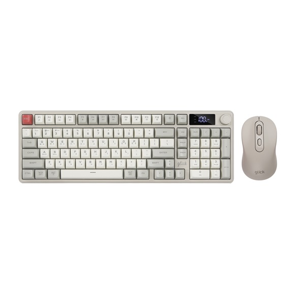 지클릭커 OFFICEPRO WMK90 사일런스 M LCD 98 무선 키보드 마우스 세트 (Retro)_이미지