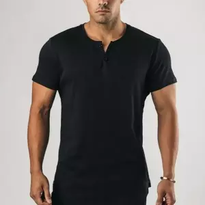 보이 미디 헨리넥 트임밑단 크루넥유니크 포인트컬러 긴소매 티 WFJU155