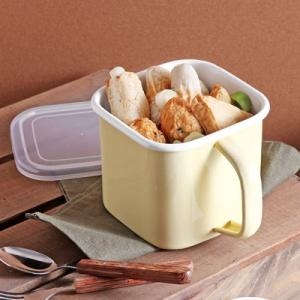 사각 법랑냄비 튀김냄비 라면냄비 캐니스터 옐로우 1.45L_이미지